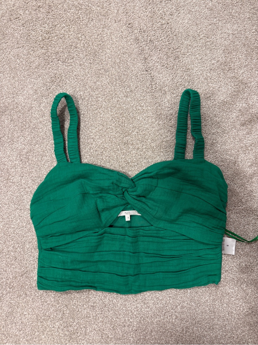 Green Crop top tie front